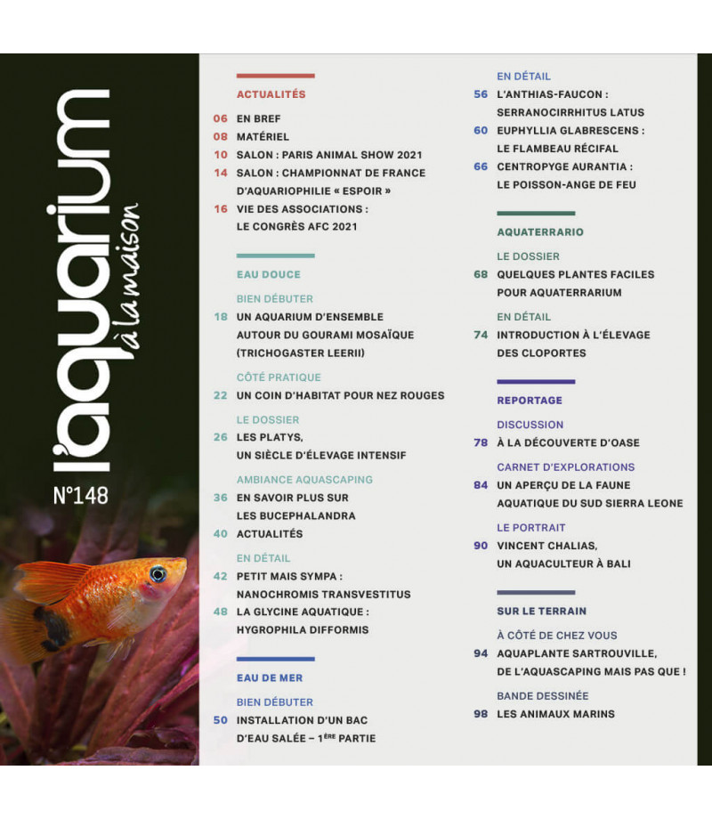 Aquarium à la maison n° 148 Novembre / Décembre 2021